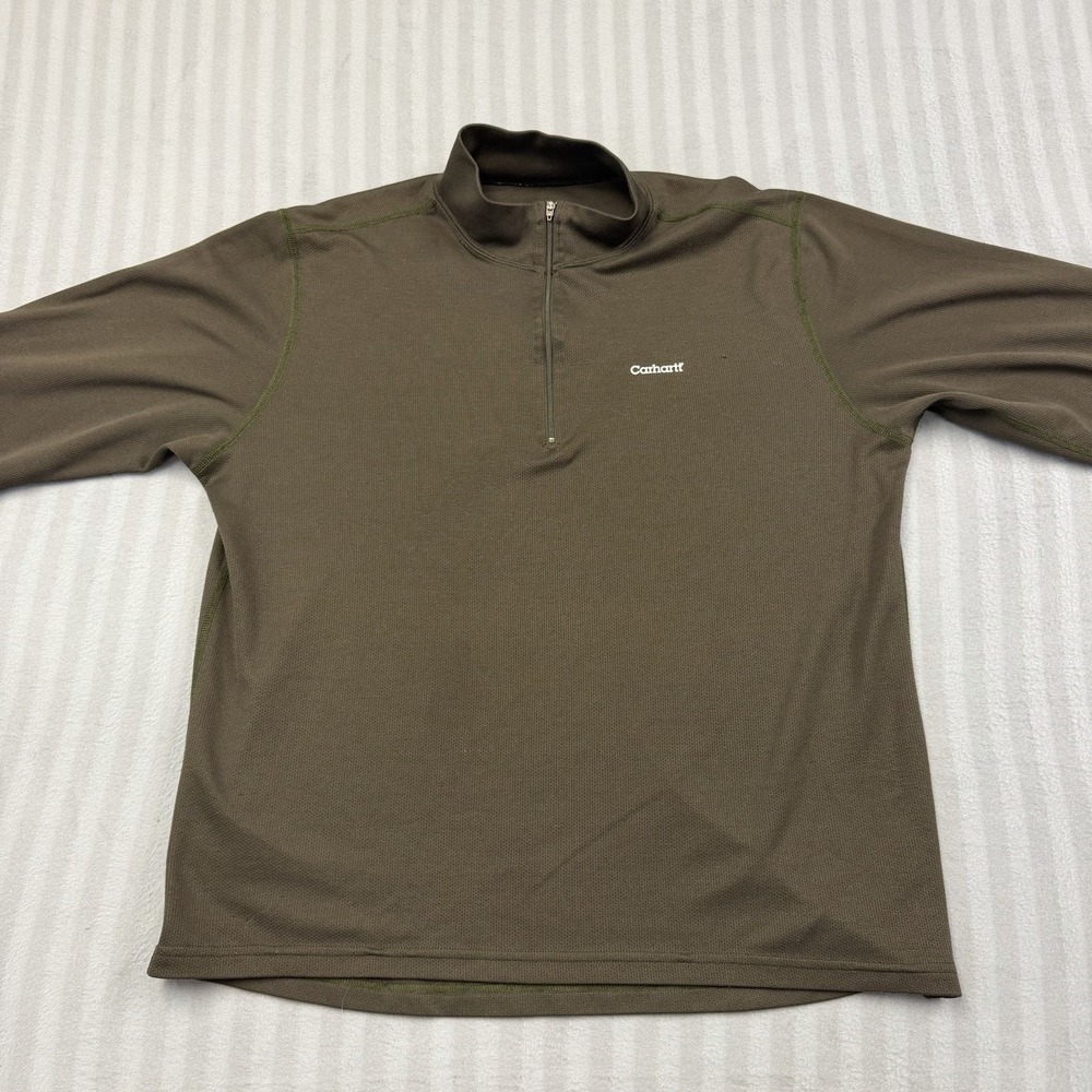 Carhartt Force 1/4 Quarter Zip Pullover Mens XL Brown Relaxed Fit Workwear